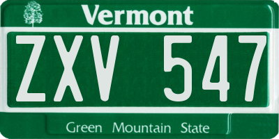 VT license plate ZXV547