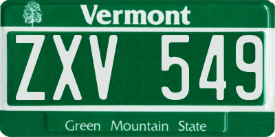 VT license plate ZXV549
