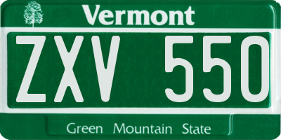 VT license plate ZXV550