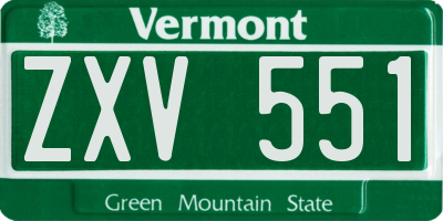 VT license plate ZXV551