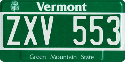 VT license plate ZXV553