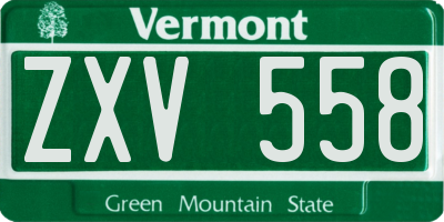 VT license plate ZXV558