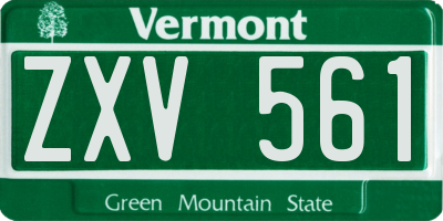 VT license plate ZXV561