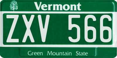 VT license plate ZXV566