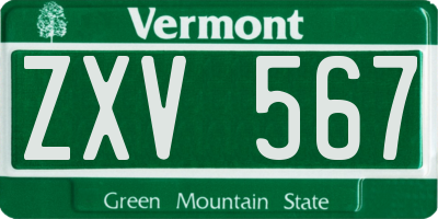 VT license plate ZXV567