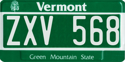 VT license plate ZXV568