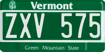 VT license plate ZXV575