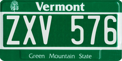VT license plate ZXV576