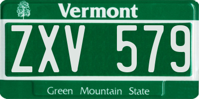 VT license plate ZXV579