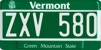 VT license plate ZXV580