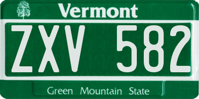 VT license plate ZXV582