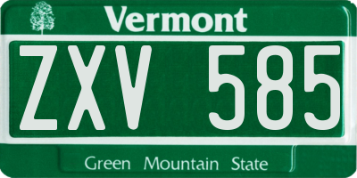 VT license plate ZXV585