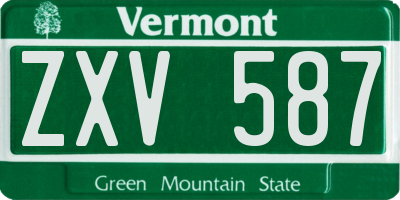 VT license plate ZXV587