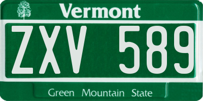 VT license plate ZXV589
