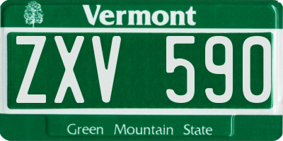 VT license plate ZXV590