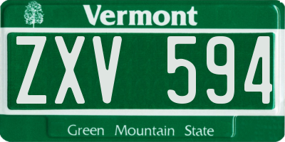 VT license plate ZXV594