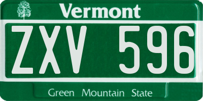 VT license plate ZXV596