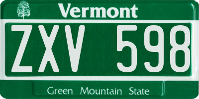VT license plate ZXV598