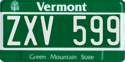 VT license plate ZXV599
