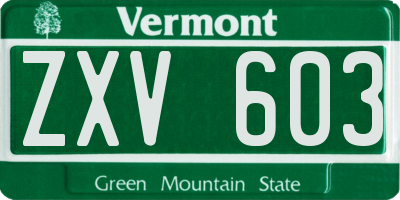 VT license plate ZXV603