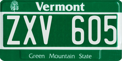 VT license plate ZXV605