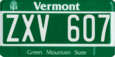 VT license plate ZXV607
