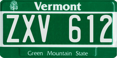 VT license plate ZXV612