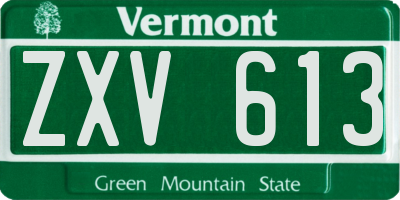 VT license plate ZXV613
