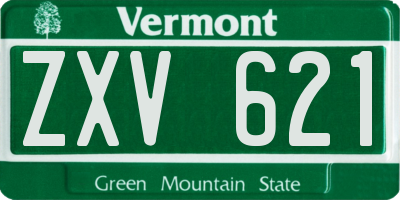 VT license plate ZXV621