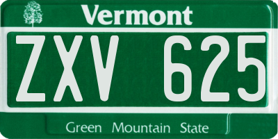 VT license plate ZXV625