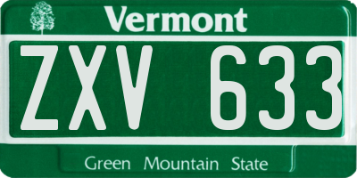 VT license plate ZXV633