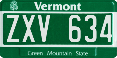 VT license plate ZXV634