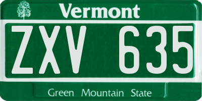 VT license plate ZXV635