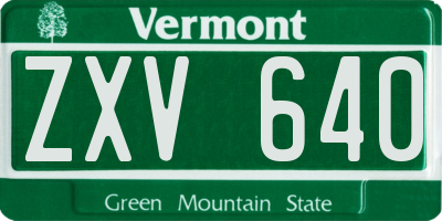 VT license plate ZXV640
