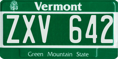 VT license plate ZXV642