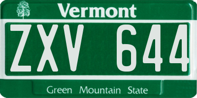 VT license plate ZXV644