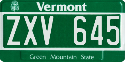 VT license plate ZXV645