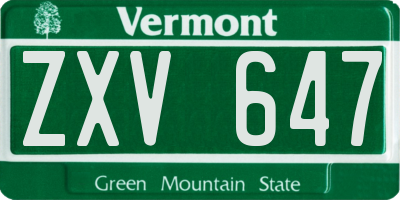 VT license plate ZXV647