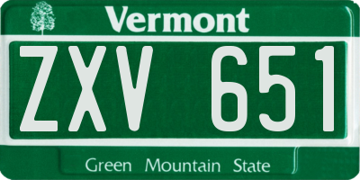 VT license plate ZXV651