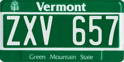VT license plate ZXV657
