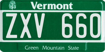 VT license plate ZXV660