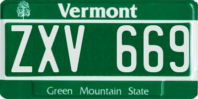 VT license plate ZXV669