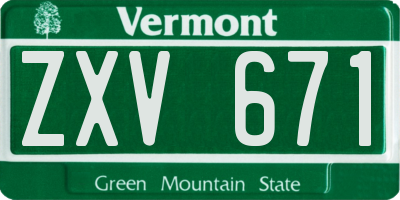 VT license plate ZXV671