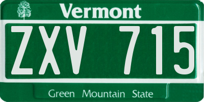 VT license plate ZXV715