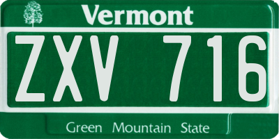VT license plate ZXV716