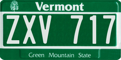 VT license plate ZXV717