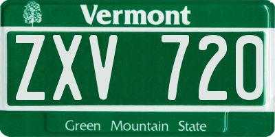 VT license plate ZXV720