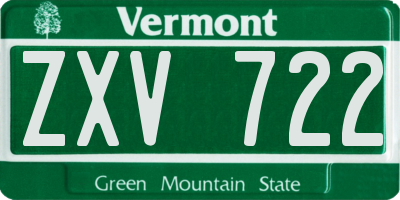 VT license plate ZXV722