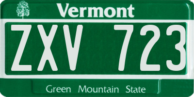 VT license plate ZXV723