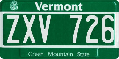 VT license plate ZXV726